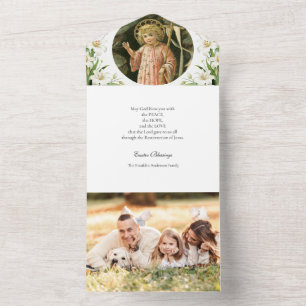 Invitation Tout En Un Photo de Pâques religieux Lys blancs Prière