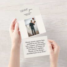 Photo de remerciement de mariage minimaliste luxe 