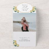 Invitation Tout En Un Photo de RSVP de mariage floral jaune géométrique (Dehors)