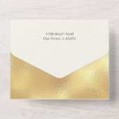 Invitation Tout En Un Photo de vacances Glam Gold Swashes & Arch (Verso)