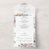 Invitation Tout En Un Photo Dusty Blue Peach et Blush Mariage et RSVP (À l'intérieur)