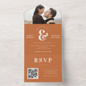 Invitation Tout En Un Photo et Ampersand Mariage QR Code RSVP (À l'intérieur)