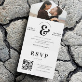 Invitation Tout En Un Photo et Ampersand Mariage QR Code RSVP