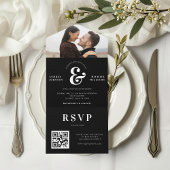 Invitation Tout En Un Photo et Ampersand Mariage QR Code RSVP