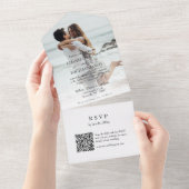 Invitation Tout En Un Photo gris moderne QR Code Mariage en ligne (Déchirure)