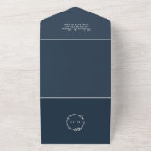 Invitation Tout En Un Photo Mariage bleu de la Marine | Code QR du monog (Dehors)