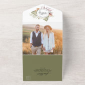Invitation Tout En Un Photo, Mariage Feuille Palm avec RSVP perforé (Dehors)