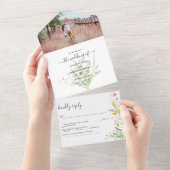 Invitation Tout En Un Photo Mariage fleur sauvage (Déchirure)