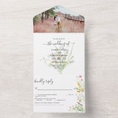 Invitation Tout En Un Photo Mariage fleur sauvage (À l'intérieur)