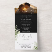 Invitation Tout En Un Photo Mariage Floral Noir Et Blanc (À l'intérieur)