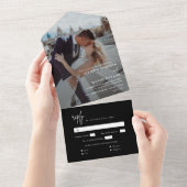 Invitation Tout En Un Photo Mariage simple en noir moderne (Déchirure)