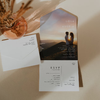Invitation Tout En Un Photo Minimaliste Moderne Tout en un