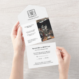 Invitation Tout En Un Photo Minimaliste Tout-en-un pour Entreprise Pro
