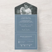 Invitation Tout En Un Photo moderne Dusty Blue Wedding RSVP (À l'intérieur)