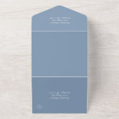 Invitation Tout En Un Photo moderne Elegant Dusty Mariage bleu (Dehors)