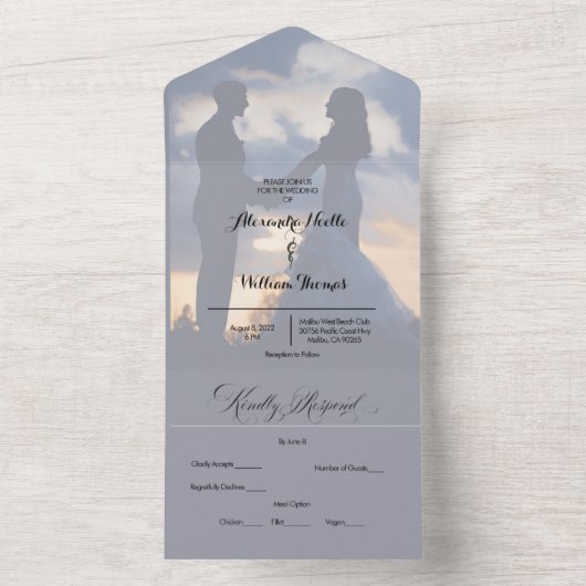 Invitation Tout En Un Photo moderne Elégant Mariage Customisé tout en O (À l'intérieur)