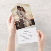 Invitation Tout En Un Photo moderne Elegant Sage Green Mariage (Déchirure)