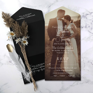 Invitation Tout En Un Photo moderne Mariage noir
