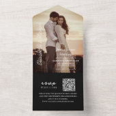 Invitation Tout En Un Photo moderne QR Code Mariage noir (À l'intérieur)