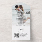 Invitation Tout En Un Photo moderne QR Code Peach Mariage (À l'intérieur)