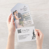 Invitation Tout En Un Photo mountain Forest moderne QR Code RSVP mariage (Déchirure)