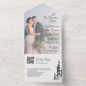 Invitation Tout En Un Photo mountain Forest moderne QR Code RSVP mariage (À l'intérieur)