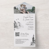 Invitation Tout En Un Photo mountain Forest moderne QR Code RSVP mariage (À l'intérieur)