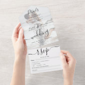 Invitation Tout En Un Photo noir blanc script moderne mariage (Déchirure)