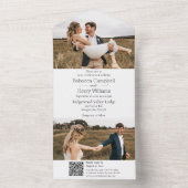 Invitation Tout En Un Photo noire moderne | Monogramme | Code QR (À l'intérieur)