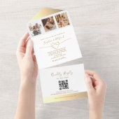 Invitation Tout En Un Photo Or moderne Mariage de code QR (Déchirure)