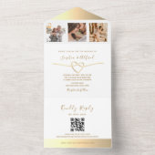 Invitation Tout En Un Photo Or moderne Mariage de code QR (À l'intérieur)