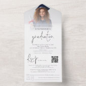 Invitation Tout En Un Photo Overlay QR Code Script Graduation Party (À l'intérieur)