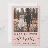Invitation Tout en un Photo QR Code Blush Mariage Réception (Devant)