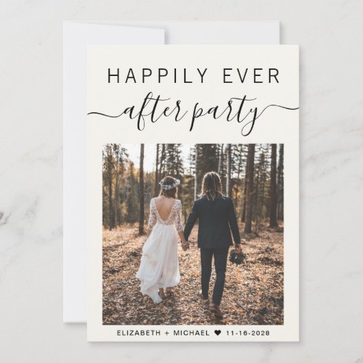 Invitation Tout en un Photo QR Code Cream Mariage Réception (Devant)
