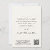 Invitation Tout en un Photo QR Code Cream Mariage Réception (Dos)