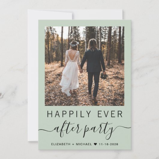 Invitation Tout en un Photo QR Code Sage Mariage Réception (Devant)