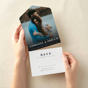 Invitation Tout En Un Photo romantique Elégant dégradé RSVP Mariage