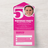 Invitation Tout En Un Photo rose graphique dans le 0 du 50e anniversaire (À l'intérieur)