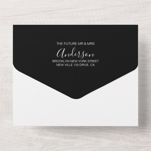 Invitation Tout En Un Photo RSVP Mariage moderne en noir et blanc (Verso)