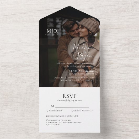 Invitation Tout En Un Photo RSVP Mariage tout en un (À l'intérieur)