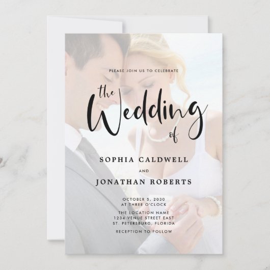 Invitation Tout en un Photo superposition Mariage de calligra (Devant)