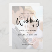 Invitation Tout en un Photo superposition Mariage de calligra (Devant / Derrière)