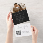 Invitation Tout En Un Photo Wedding moderne de l'Elegant Black and White (Déchirure)