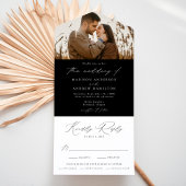 Invitation Tout En Un Photo Wedding moderne de l'Elegant Black and White