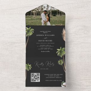 Invitation Tout En Un Photographie de palmier tropical noir Mariage de c
