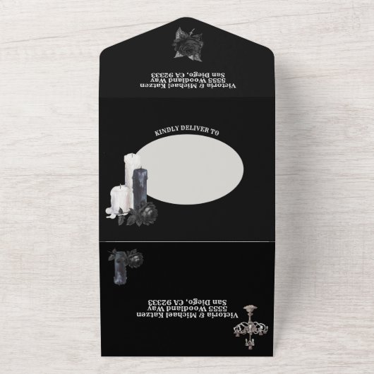 Invitation Tout En Un Photographie du Mariage gothique noir (Dehors)