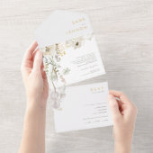 Invitation Tout En Un Photos Fleur sauvage Whimsical Et Envoyer (Déchirure)