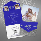 Invitation Tout En Un Photos Royal Blue Mariage QR Code