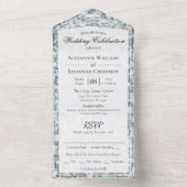Invitation Tout En Un Pierre Abstraite gris bleu en un mariage Inviter (À l'intérieur)