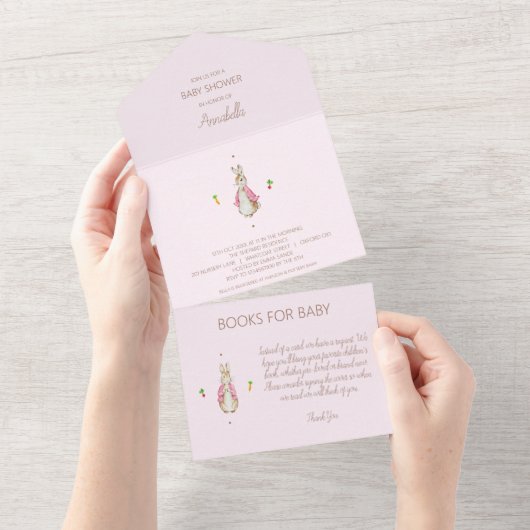 Invitation Tout En Un Pierre rose simple, lapin (Déchirure)